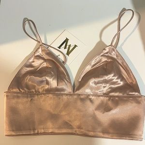 Meshki Nova satin crop bralette top in champagne
